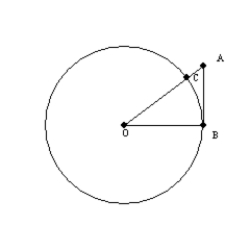 - is tangent to at point B. If OB = 4 and AB = 3, find AC.
