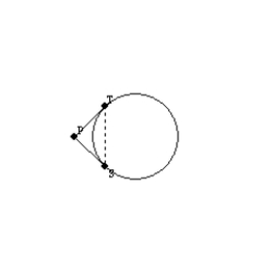 -With and both tangent to the circle as shown, find an expression that represents the measure of both and .