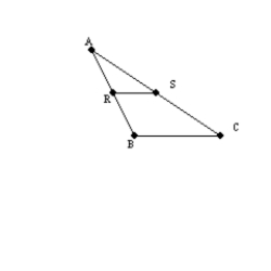 -In the figure, intersects two sides of as shown. If , what relationship must hold true?