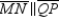 -For trapezoid MNPQ, . Also, A is the midpoint of while B is the midpoint of . If , , and , find the value of x.
