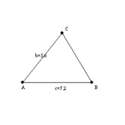 -In , m = 42° while b = 5.6 and c = 7.2. To the nearest tenth of a square unit, find the area of the triangle shown.