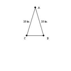 -In the isosceles triangle shown, m = 30° while AC = AB = 10 inches. Find the area of the triangle.