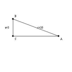 -In the right triangle shown, m = 90° What calculator entry allows you to find , the measure of ?