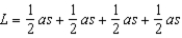 The faces of the regular polygon are congruent triangles. For each face, the altitude has length l while the corresponding base length is s. Thus, the area of each of the n faces is . The lateral area L is the sum of areas of all lateral faces. That is, , Because , the formula for the lateral area becomes .