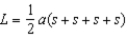 The faces of the regular polygon are congruent triangles. For each face, the altitude has length l while the corresponding base length is s. Thus, the area of each of the n faces is . The lateral area L is the sum of areas of all lateral faces. That is, , Because , the formula for the lateral area becomes .