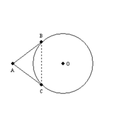   Use the drawing provided to explain why the following theorem is true. The tangent segments to a circle from an external point are congruent. Given:   and   are tangent to   Prove:   [Hint: Use auxiliary line segment   .]<div style=padding-top: 35px> 