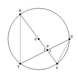 Supply missing statements and missing reasons for the following proof. Given: ; chords and intersect at point V Prove: S1. R1. S2. Draw and . R2. S3. R3. Vertical angles are congruent. S4. R4. S5. R5. AA S6. R6. S7. R7. Means-Extremes Property of a Proportion
