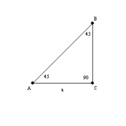 Use the drawing provided to explain the 45 -45 -90 Theorem. In a triangle whose angles measure 45 , 45 , and 90 , the hypotenuse has a length equal to the product of and the length of either leg. Given: with , , and Prove: and