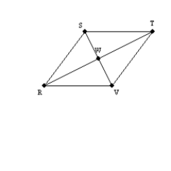 Given the rhombus RSTV, diagonals and intersect at point W. Explain why it follows that .