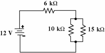<strong> Given the circuit in Figure , calculate the total resistance.</strong> A) 34 kΩ B) 3 kΩ C) 7 kΩ D) 12 kΩ