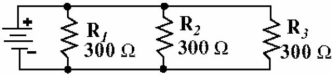 <strong> Given the circuit in Figure , what is the total equivalent) resistance of the circuit? </strong> A) 100 Ω B) 600 Ω C) 300 Ω/3 D) 100 Ω × 3 E) A and C are correct.