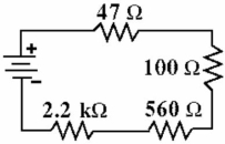 <strong> The total resistance in the circuit in Figure is:</strong> A) 23,416.2 Ω B) 2907 Ω C) 709.2 kΩ D) 927 Ω