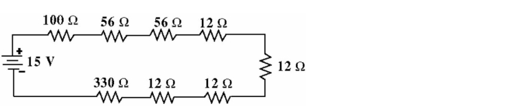 <strong> What is the current flowing in the circuit in Figure 5-6?</strong> A) 0.5 mA B) 0.05 mA C) 25 mA D) 2.5 mA