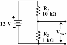 <strong> Figure 5-14 Given the voltage divider circuit, in Figure 5-14, what is the circuit current?</strong> A) 6.0 mA B) 10.9 mA C) 2.75 mA D) 1.09 mA