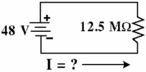 <strong> Figure 3-3 Given the circuit in Figure 3-3, how much current flows through the circuit?</strong> A) 3.84 µA B) 3.84 mA C) 0.26 mA D) 3.84 A