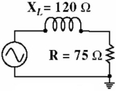 <strong> What is the total circuit impedance in Figure ?</strong> A) 141.5 Ω B) 195 Ω C) 14.15 Ω D) 120 Ω