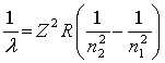 The equation derived by Bohr for the wavelengths of λ of the lines in hydrogen- like spectra is   .The first member of the Balmer series of hydrogen has λ = 660 nm. Doubly ionized   is hydrogen-like. The wavelength of the first member of the Balmer series for doubly ionized   is