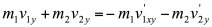 <strong>Two masses, m<sub>1</sub> and m<sub>2</sub>, are moving with velocities and when they collide. After the collision, the final velocities are and . Which of the following expressions is true? The subscripts x and y represent the components along x and y respectively.)</strong> A) B) C) D) E) A and B