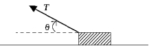 <strong> A block of mass m is pulled in the direction shown in the figure across a rough surface with a constant acceleration. The coefficient of kinetic friction is \mu <sub>k</sub>. The acceleration of the object is given by</strong> A) . B) . C) . D) . E) .