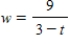 <strong>Use a formula to express w as a function of t if and . </strong> A) B) C) D)