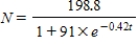 <strong>The number N, in millions, of Americans with Internet access t years after 1990 is modeled by the function . According to this model, what is the maximum number of Americans who will ever have Internet access? Round your answer to two decimal places , if necessary. </strong> A) 198.8 million B) 99.40 million C) 2.16 million D) 91 million