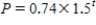 <strong>The decay factor of an exponential function   is 0.74.The initial value is 1.5.Then a formula for P is ​</strong> A) ​   B) ​   C) ​   D)   <div style=padding-top: 35px> 