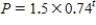<strong>The decay factor of an exponential function   is 0.74.The initial value is 1.5.Then a formula for P is ​</strong> A) ​   B) ​   C) ​   D)   <div style=padding-top: 35px> 