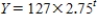 <strong>The formula for an exponential function is   .Then the growth factor is: ​</strong> A) 127 B) 2.75 C) t D) Y <div style=padding-top: 35px> 