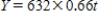 <strong>The formula for an exponential function is   .Then the decay factor is: ​</strong> A) 632 B) Y C) t D) 0.66 <div style=padding-top: 35px> 