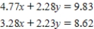 Solve the following system of equations by graphing.Round your answers to two decimal places.  <div style=padding-top: 35px> 