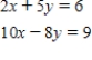 Solve the following system of equations.   Round your answers to two decimal places.<div style=padding-top: 35px> 