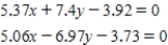 Solve the following system of equations.Round your answers to two decimal places.  <div style=padding-top: 35px> 