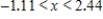 <strong>Solve the inequality .Round your answer to two decimal places. </strong> A) and B) and C) D) 