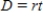 <strong>If you are driving at a constant speed, the distance you travel is proportional to the time you spend driving.Using D for the distance traveled, in miles, t for the time, in hours, that you drive, and r for the constant of proportionality, express the proportionality relation using a formula. </strong> A) B) C) D)