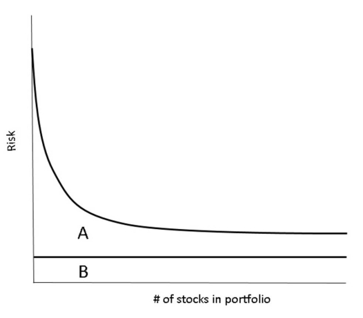 What type of risk is exhibited in section A of the graph?  
