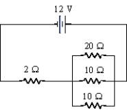 <strong>How much current is flowing in the 2- \Omega resistor? </strong> A) 0.8 A B) 2.4 A C) 1.6 A D) 2.0 A