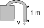 <strong>A fluid is drawn up through a tube as shown below. The atmospheric pressure is the same at both ends. Use Bernoulli's equation to determine the speed of fluid flow out of the tank. If the height difference from the top of the tank to the bottom of the siphon is 1.0 m, then the speed of outflow is: </strong> A) 1.1 m/s. B) 2.2 m/s. C) 4.4 m/s. D) 8.8 m/s.
