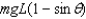 <strong>A pendulum consists of a mass m suspended from a string of length L. When the pendulum is swinging, how much greater is the mass's potential energy when the string is displaced from the vertical by the angle than when the mass is at the lowest position?</strong> A) B) C) D)