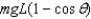 <strong>A pendulum consists of a mass m suspended from a string of length L. When the pendulum is swinging, how much greater is the mass's potential energy when the string is displaced from the vertical by the angle than when the mass is at the lowest position?</strong> A) B) C) D)