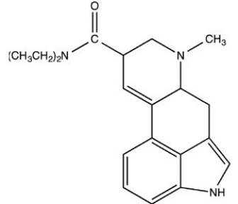 <strong>The hallucinogen known as LSD is drawn below. Which of these functional groups is not present in LSD? </strong> A)Amine B)Benzene C)Amide D)Ketone