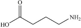 <strong>4-amino butanoic acid (common name GABA)is a neurotransmitter found in 30% of the brain's nerve cells. Which of the following properly represents the structure of this compound?</strong> A) B) C) D)