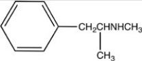 Which of the following properly represents how methamphetamine,drawn below,reacts with a strong acid?