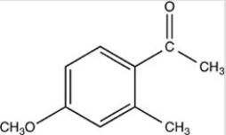 <strong>What is the name of the compound below? </strong> A)1-methoxy-3-methylbenzene B)4-methoxy-6-methylbenzaldehyde C)4-methoxy-2-methylacetophenone D)5-methoxy-3-methyltoluene