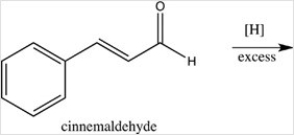 <strong>What product results when cinnamaldehyde is reduced with excess H<sub>2</sub> in the presence of a Pd catalyst? </strong> A) B) C) D)