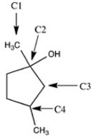 <strong>Which,if any,of the labeled carbon atoms in the compound below is a chirality center? </strong> A)C2 is the only chirality center. B)C2,C3,and C4 and all chirality centers. C)C3 and C4 are both chirality centers D)C2 and C4 and both chirality centers E)C1 and C3 are both chirality centers