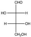 <strong>The Fischer projection for threose,a tetrose sugar,is shown below. How many chirality centers are in threose? </strong> A)1 B)3 C)2 D)4
