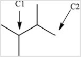 How many hydrogen atoms are bonded to the labeled carbons in the structure below?