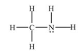In the molecule below,the shape around the carbon atom is tetrahedral and the shape around the nitrogen atom is trigonal planar.
