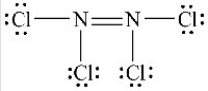 <strong>The Lewis structure shown below is not a valid Lewis structure. What statement best describes the error in the structure? </strong> A)The nitrogen atoms violate the octet rule. B)The chlorine atoms violate the octet rule. C)The structure contains an incorrect number of valence electrons. D)Chlorine atoms and nitrogen atoms do not typically form bonds with each other.