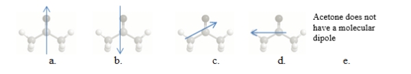 Which arrow best shows the molecular dipole of acetone?  